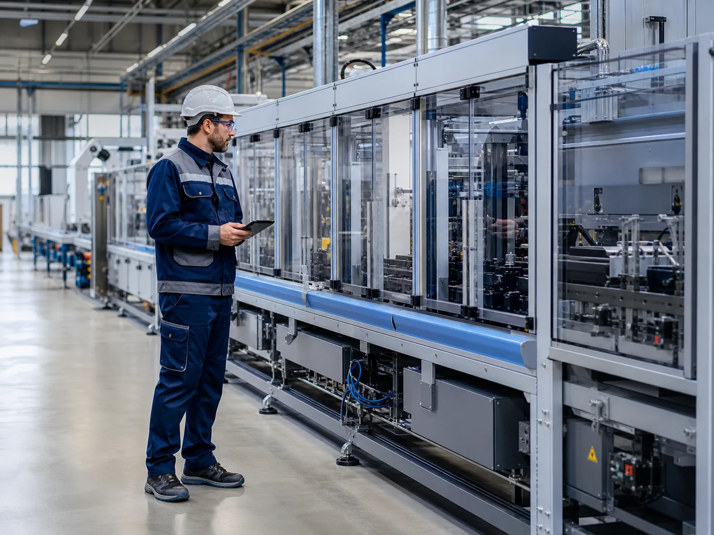 Automatisierte Produktionslinie mit Anlagenbediener